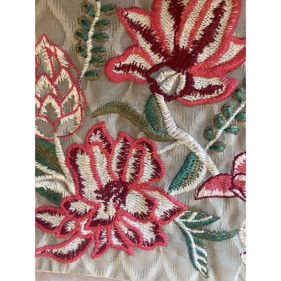 Limelight Embroidered Beige Short Silk Kurti Tunic Dress L Floral Tropical Light - Picture 13 of 14